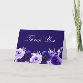 エンチャントブルー:ミッドナイトネイビーブルーバラ結婚ズ サンキューカード