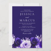 エンチャントブルー:ミッドナイトネイビーブルーバラ結婚ズ 招待状 (正面)