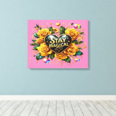 エンチャントブーケの黄金のバラとハート20x16 キャンバスプリント (インサイチュ (ウッドフロア))