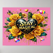 エンチャントブーケの黄金のバラとハート20x16 ポスター (正面)