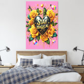 エンチャントブーケの黄金のバラとハート40x60 キャンバスプリント (インサイチュ (寝室))