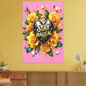 エンチャントブーケの黄金のバラとハート40x60 キャンバスプリント (インサイチュ (リビング))