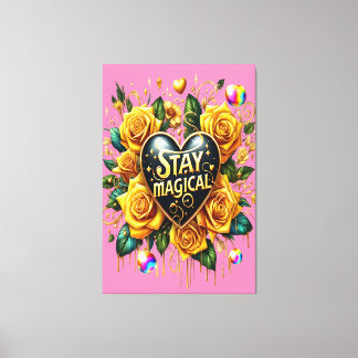 エンチャントブーケの黄金のバラとハート40x60 キャンバスプリント