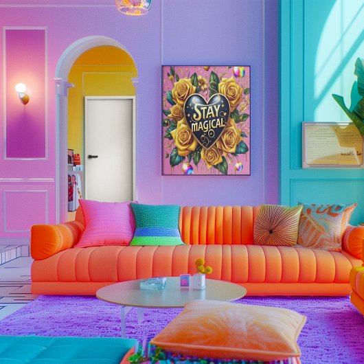 エンチャントブーケの黄金のバラと聞く16x20 ポスター