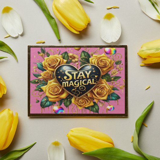 エンチャントブーケオブゴールデンバラとハート10x8 ポスター