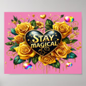 エンチャントブーケオブゴールデンバラとハート10x8 ポスター (正面)