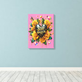 エンチャントブーケオブゴールデンバラとハート12x16 キャンバスプリント (インサイチュ (ウッドフロア))