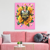 エンチャントブーケオブゴールデンバラとハート18x24 キャンバスプリント (インサイチュ (リビング))