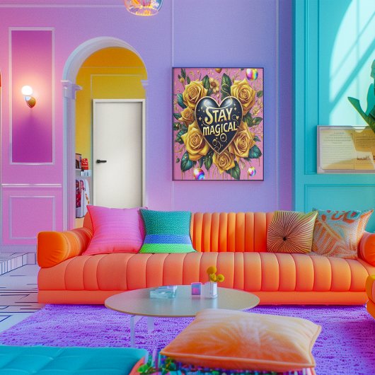 エンチャントブーケオブゴールデンバラとハート18x24 ポスター