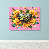 エンチャントブーケオブゴールデンバラとハート24x18 キャンバスプリント (インサイチュ (ウッドフロア))