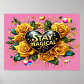 エンチャントブーケオブゴールデンバラとハート24x18 ポスター (正面)