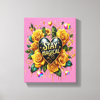 エンチャントブーケオブゴールデンバラとハート8x10 キャンバスプリント