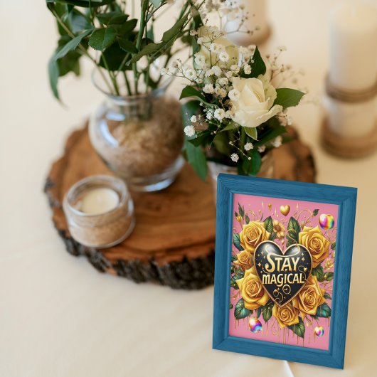 エンチャントブーケオブゴールデンバラとハート8x10 ポスター