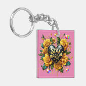 エンチャントブーケオブゴールデンバラとハート キーホルダー (正面左)