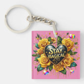 エンチャントブーケオブゴールデンバラとハート キーホルダー (正面)