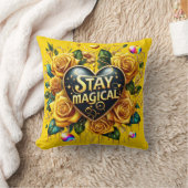 エンチャントブーケオブゴールデンバラとハート クッション (ブランケット)