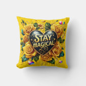 エンチャントブーケオブゴールデンバラとハート クッション (正面)