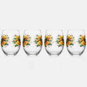 エンチャントブーケオブゴールデンバラとハート ステムなしワイングラス (左)