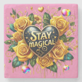 エンチャントブーケオブゴールデンバラとハート ストーンコースター (正面)