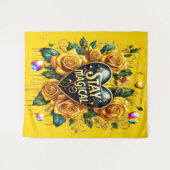 エンチャントブーケオブゴールデンバラとハート タペストリー (正面(横))