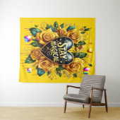 エンチャントブーケオブゴールデンバラとハート タペストリー (インサイチュ(横))