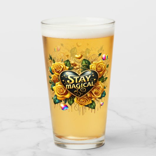 エンチャントブーケオブゴールデンバラとハート タンブラーグラス (ドリンク裏面)
