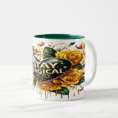 エンチャントブーケオブゴールデンバラとハート ツートーンマグカップ (正面右)