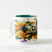 エンチャントブーケオブゴールデンバラとハート ツートーンマグカップ (正面左)