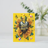 エンチャントブーケオブゴールデンバラとハート ポストカード (スタンド正面)