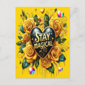 エンチャントブーケオブゴールデンバラとハート ポストカード (正面)