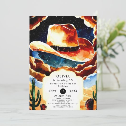 エンチャントブーツカウボーイ誕生日 招待状 (スタンド正面)