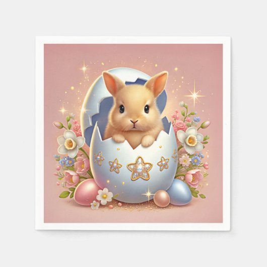 エンチャントベビーバニーナプキンス スタンダードカクテルナプキン (正面)