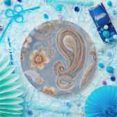 エンチャントペイズリーピーチアンドブルー ペーパープレート (パーティー)