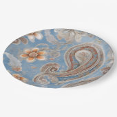 エンチャントペイズリーピーチアンドブルー ペーパープレート (アングル)