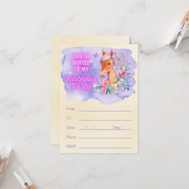 エンチャントポニーとワイルドフラワーズ誕生日 招待状
