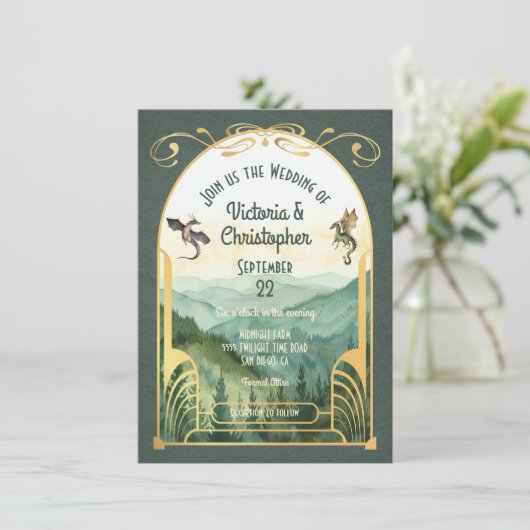 エンチャントマウンテンアールヌーボードラゴン結婚ズ 招待状 (スタンド正面)