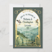 エンチャントマウンテンアールヌーボードラゴン結婚ズ 招待状 (正面)