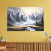 エンチャントマウンテンランドスケープお洒落ホーム キャンバスプリント (インサイチュ (リビング))