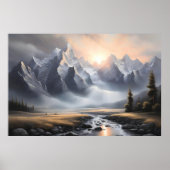 エンチャントマウンテンランドスケープお洒落ホーム ポスター (正面)