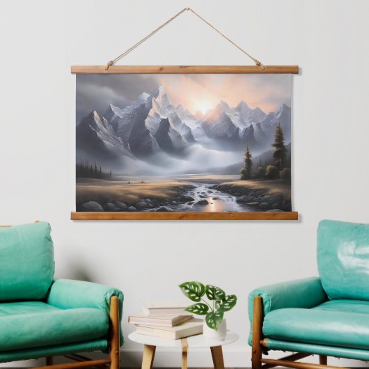 エンチャントマウンテンランドスケープお洒落ホーム 吊り下げ型タペストリー (リビング)