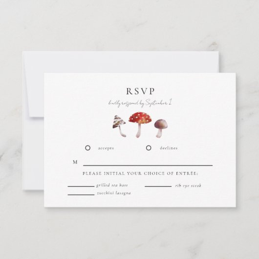 エンチャントマッシュルームウェディングRSVPカード 出欠カード (正面)