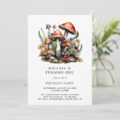 エンチャントマッシュルームウッドランドボーイファースト誕生日 招待状 (スタンド正面)