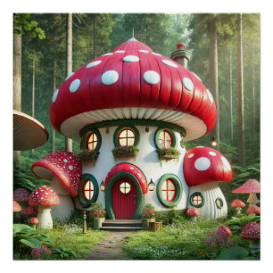 エンチャントマッシュルームハウスお洒落- Fairytale ポスター