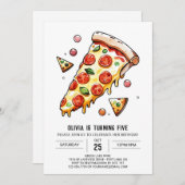 エンチャントマッシュルームピザ誕生日 招待状 (正面/裏面)