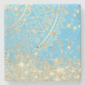 エンチャントマンダラと金ゴールド星オンターコイズ ストーンコースター (正面)