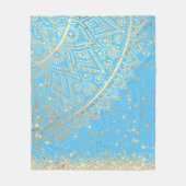 エンチャントマンダラと金ゴールド星オンターコイズ フリースブランケット (正面)