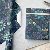 エンチャントミッドナイトガーデンヴィンテージフローラデコパージュ ラッピングペーパー