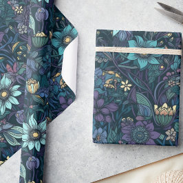 エンチャントミッドナイトガーデンヴィンテージフローラデコパージュ ラッピングペーパー