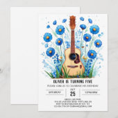 エンチャントミュージシャンギターボーイ誕生日 招待状 (正面/裏面)