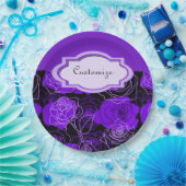 エンチャントムパープルバラフローラ紙プレート ペーパープレート (パーティー)